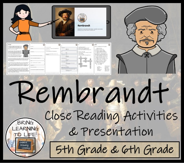 Rembrandt Close Reading Comprehension Activity | 5th Grade & 6th Grade