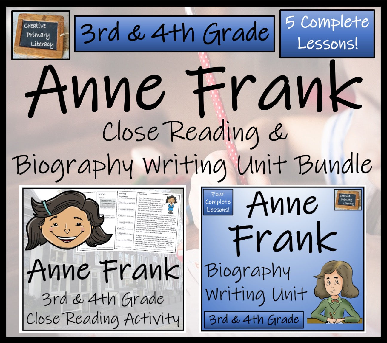 Anne Frank Close Reading & Biography Bundle | 3rd Grade & 4th Grade