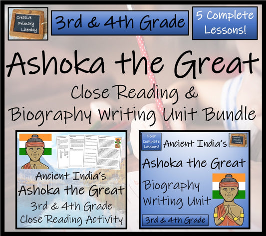 Ashoka the Great Close Reading & Biography Bundle | 3rd Grade & 4th Grade