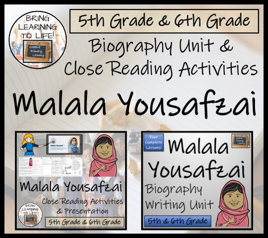 Malala Yousafzai Close Reading & Biography Bundle | 5th Grade & 6th Grade