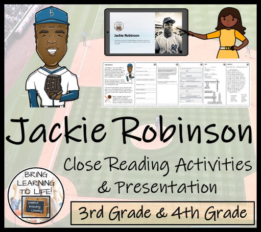 Jackie Robinson Close Reading Comprehension Activity | 3rd Grade & 4th Grade