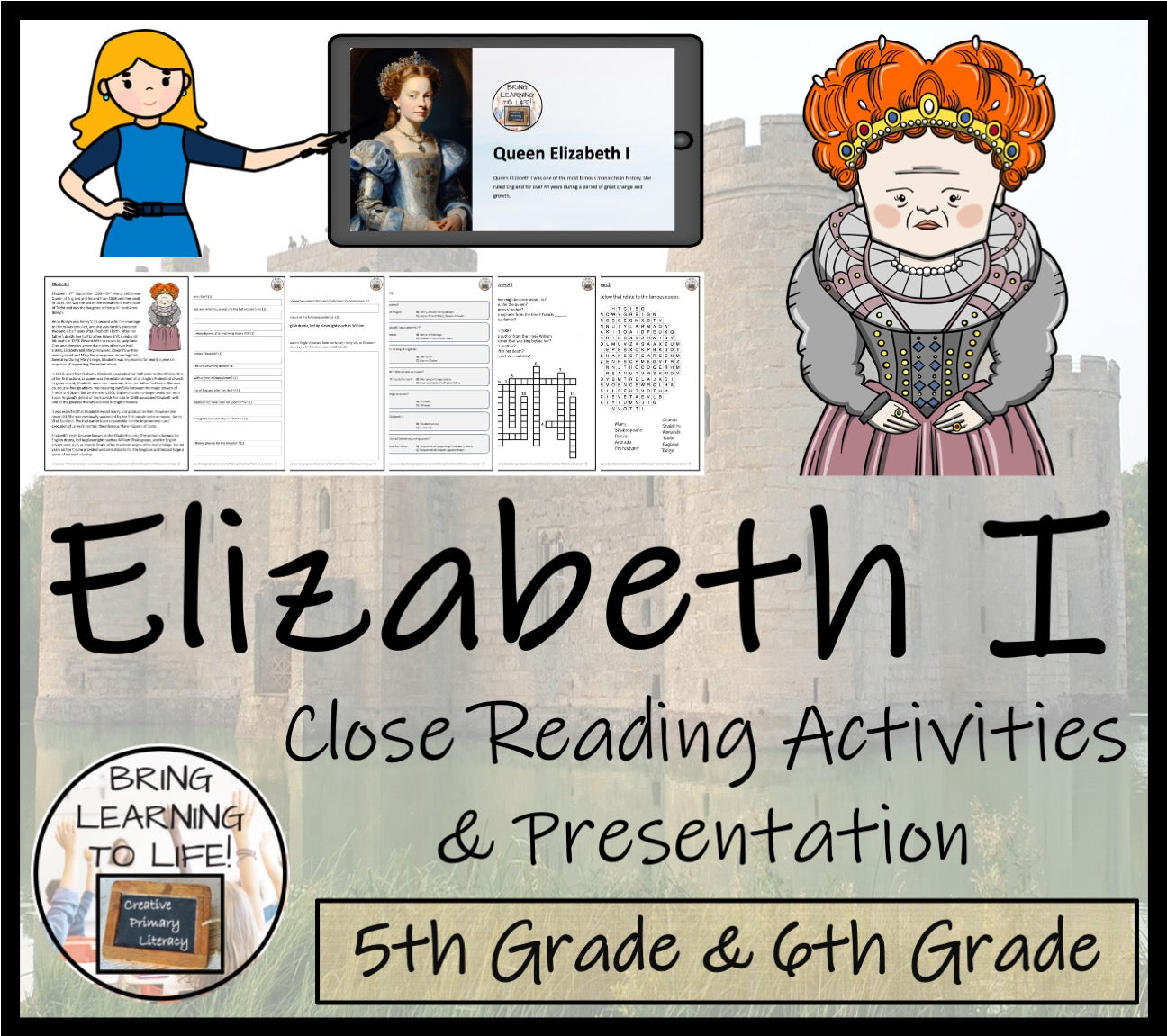 Queen Elizabeth I Close Reading Comprehension Activities | 5th Grade & 6th Grade