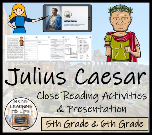 Julius Caesar Close Reading Comprehension Activities | 5th Grade & 6th Grade