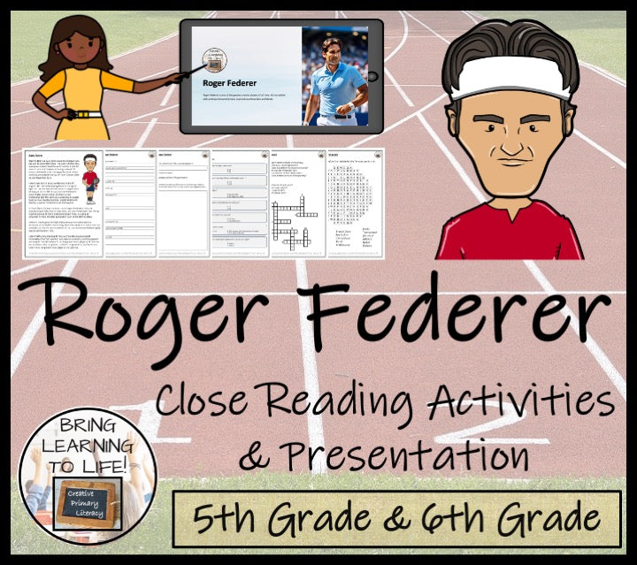 Roger Federer Close Reading Comprehension Activities | 5th Grade & 6th Grade