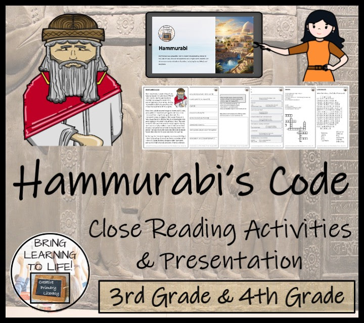 Hammurabi's Code Close Reading Comprehension Activities | 3rd Grade & 4th Grade