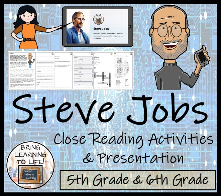 Steve Jobs Close Reading Comprehension Activities | 5th Grade & 6th Grade