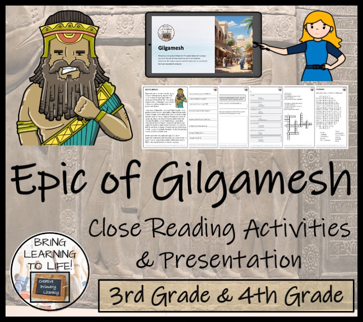 Epic of Gilgamesh Close Reading Comprehension Activities | 3rd Grade & 4th Grade