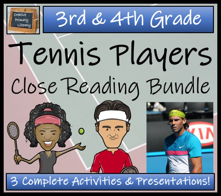 Greatest Tennis Players Close Reading Comprehension Bundle | 3rd & 4th Grade