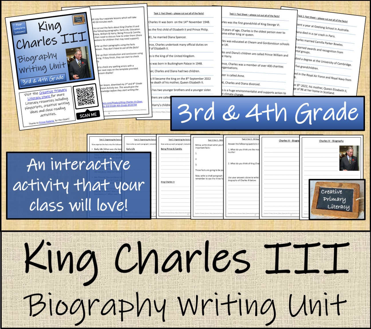 King Charles III Biography Writing Unit | 3rd Grade & 4th Grade