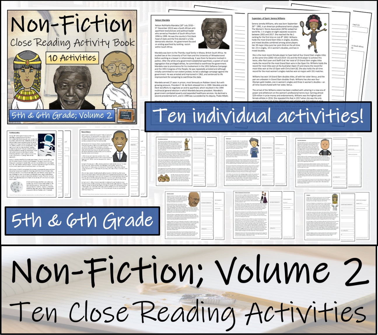 Non-Fiction Volume 2 Close Reading Comprehension Activity Book | 5th & 6th Grade