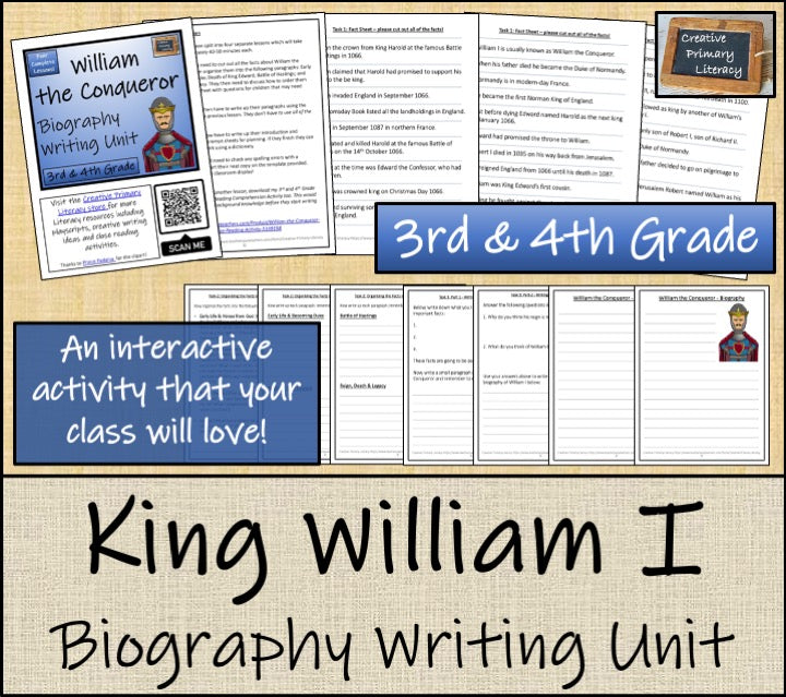 William the Conqueror Biography Writing Unit | 3rd Grade & 4th Grade