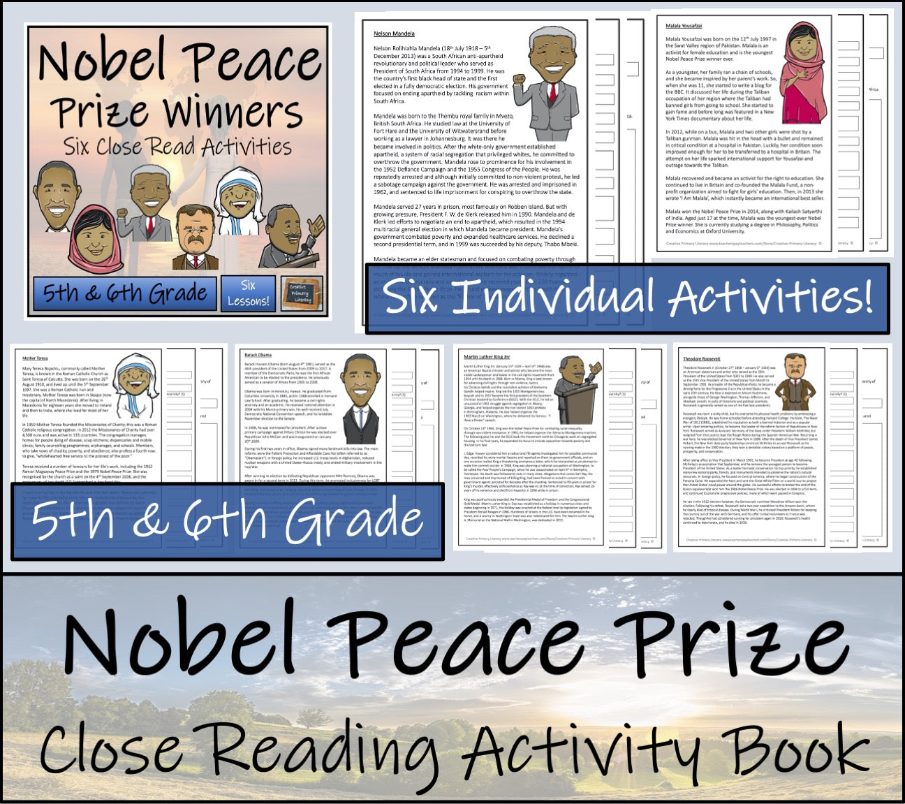 Nobel Peace Prize Winners Close Reading Comprehension Book | 5th & 6th Grade