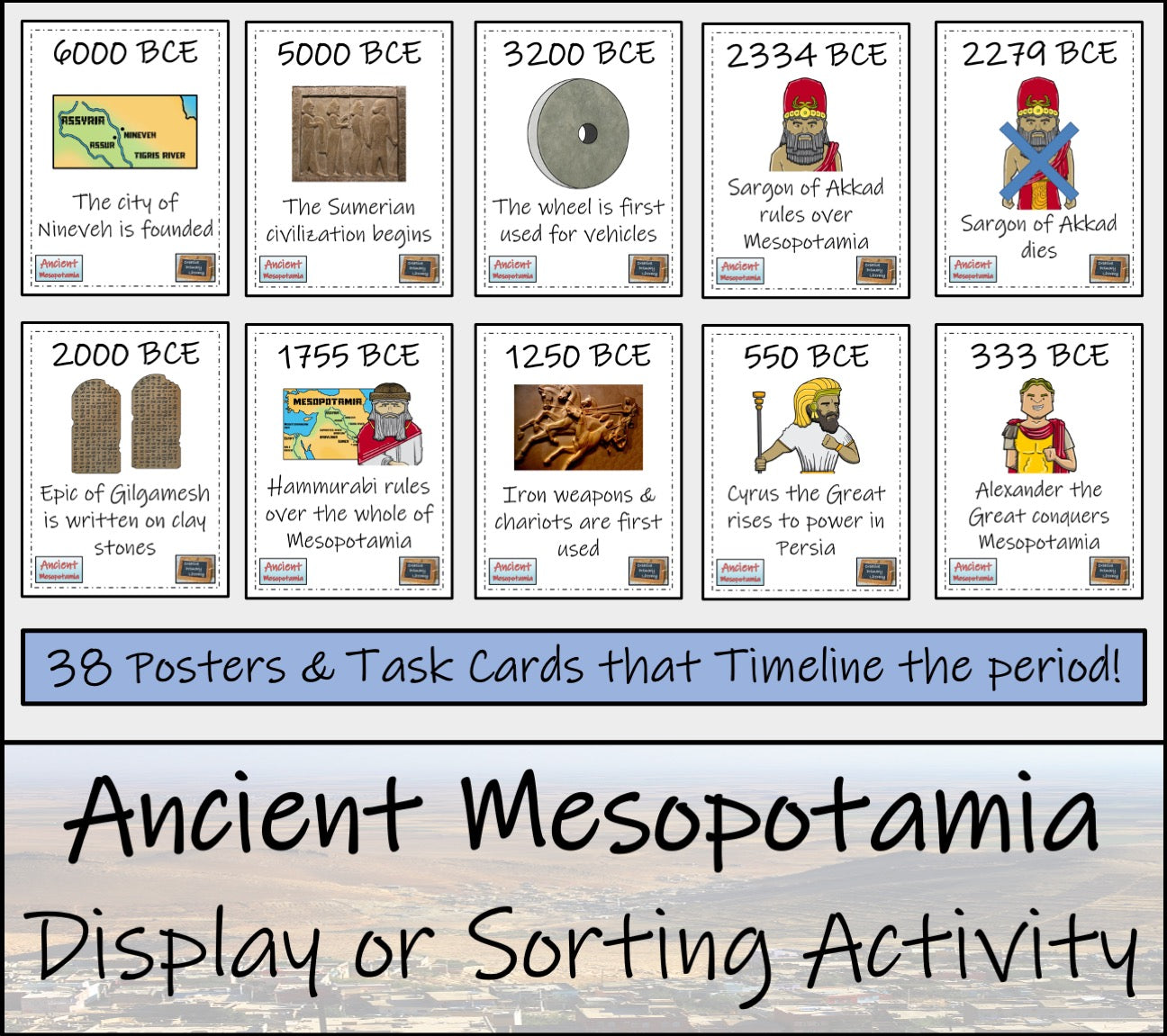 Ancient Mesopotamia Timeline Display Research and Sorting Activity