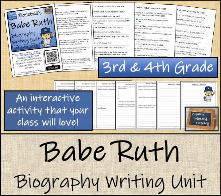 Babe Ruth Writing Babe Ruth Biography Project & Writing Unit | 3rd Grade & 4th Grade ...