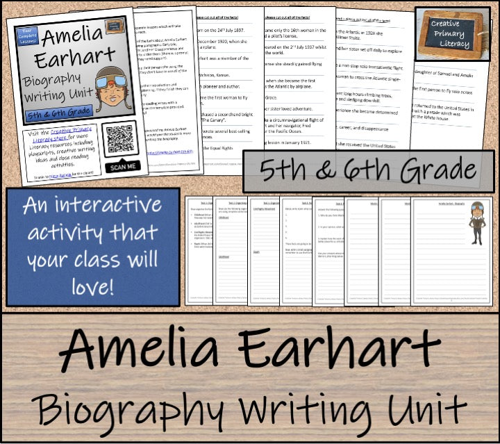 Amelia Earhart Biography Writing Unit | 5th Grade & 6th Grade