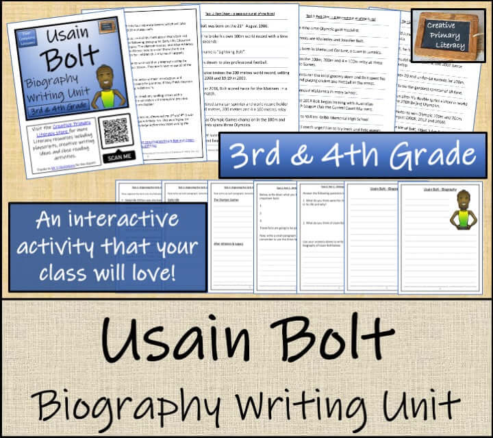 Usain Bolt Biography Project & Writing Unit | 3rd Grade & 4th Grade