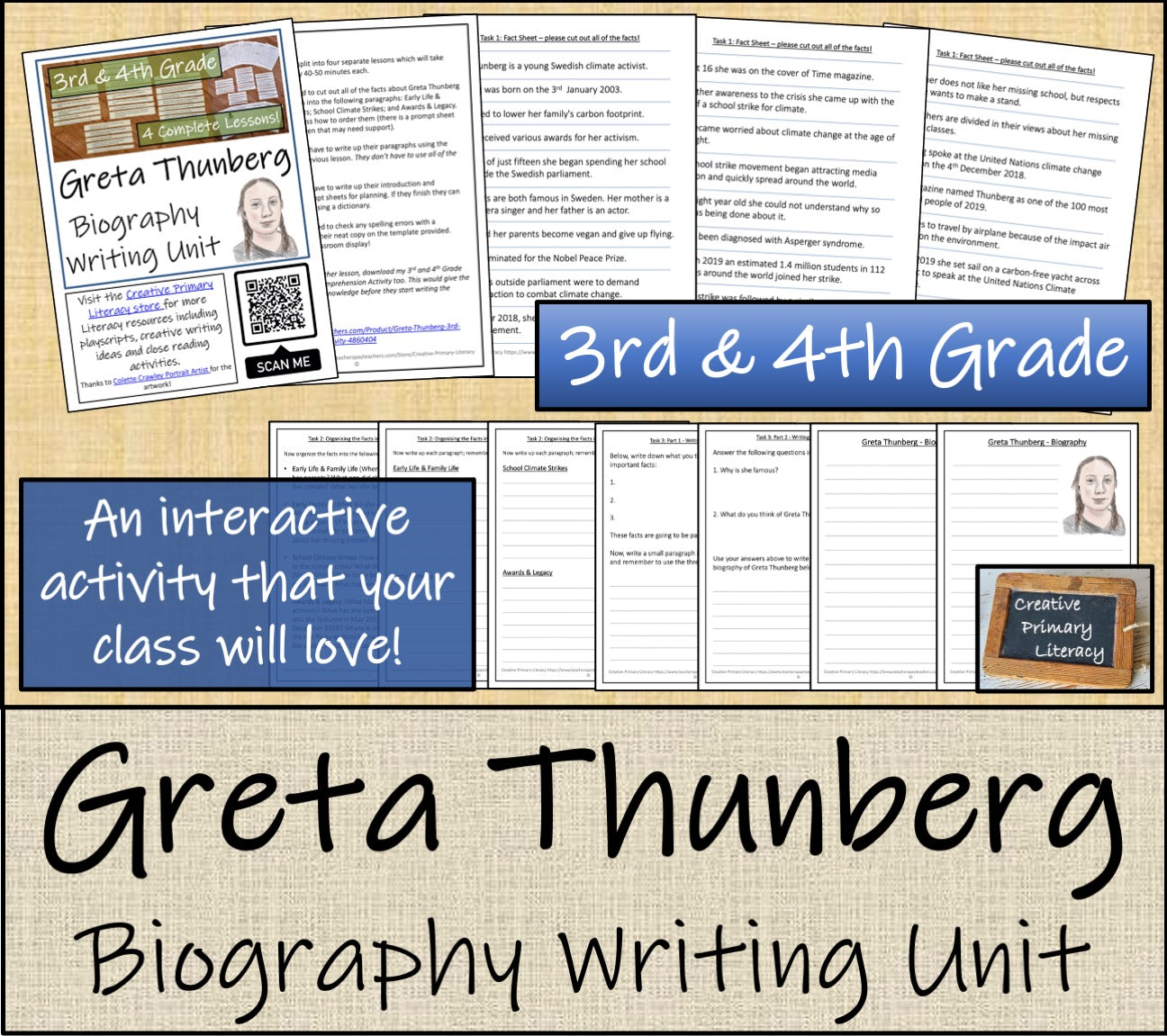 Greta Thunberg Biography Writing Unit | 3rd Grade & 4th Grade