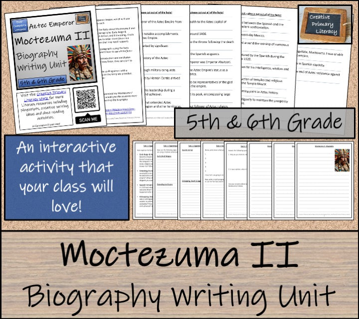 Moctezuma II Biography Writing Unit | 5th Grade & 6th Grade