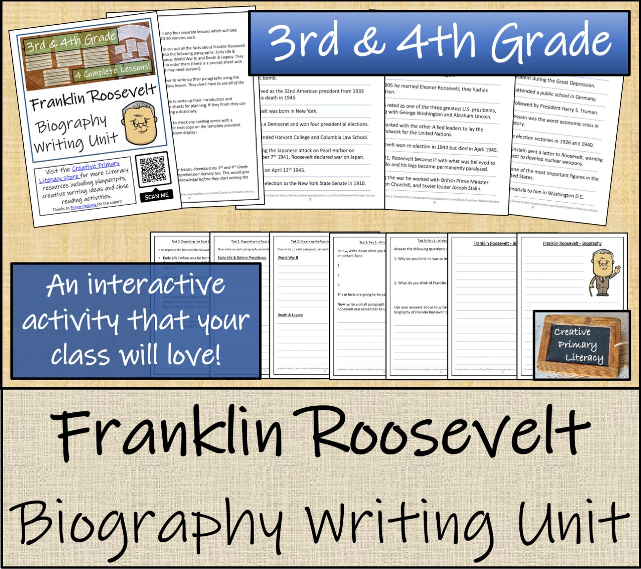 Franklin Roosevelt Biography Writing Unit | 3rd Grade & 4th Grade