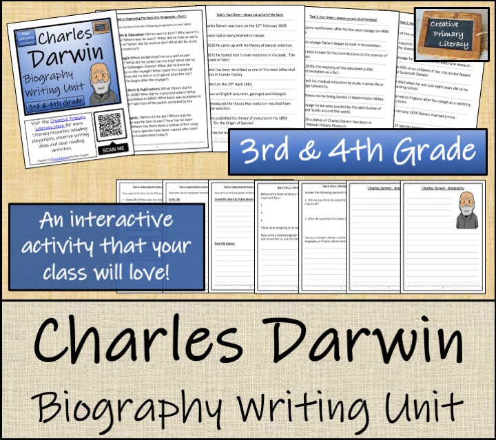 Charles Darwin Biography Writing Unit | 3rd Grade & 4th Grade