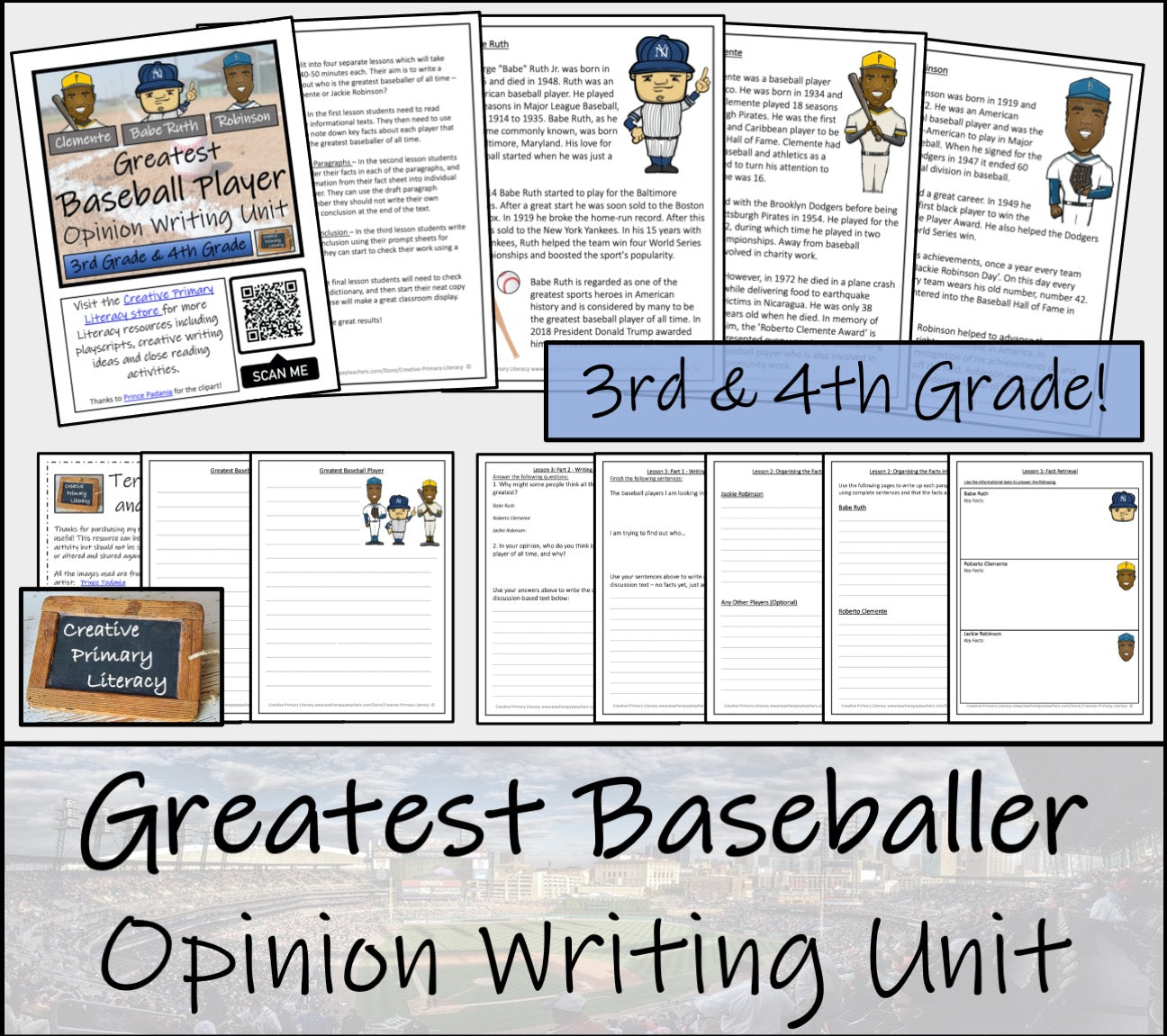 Greatest Baseball Player Opinion Writing Unit | 3rd Grade & 4th Grade