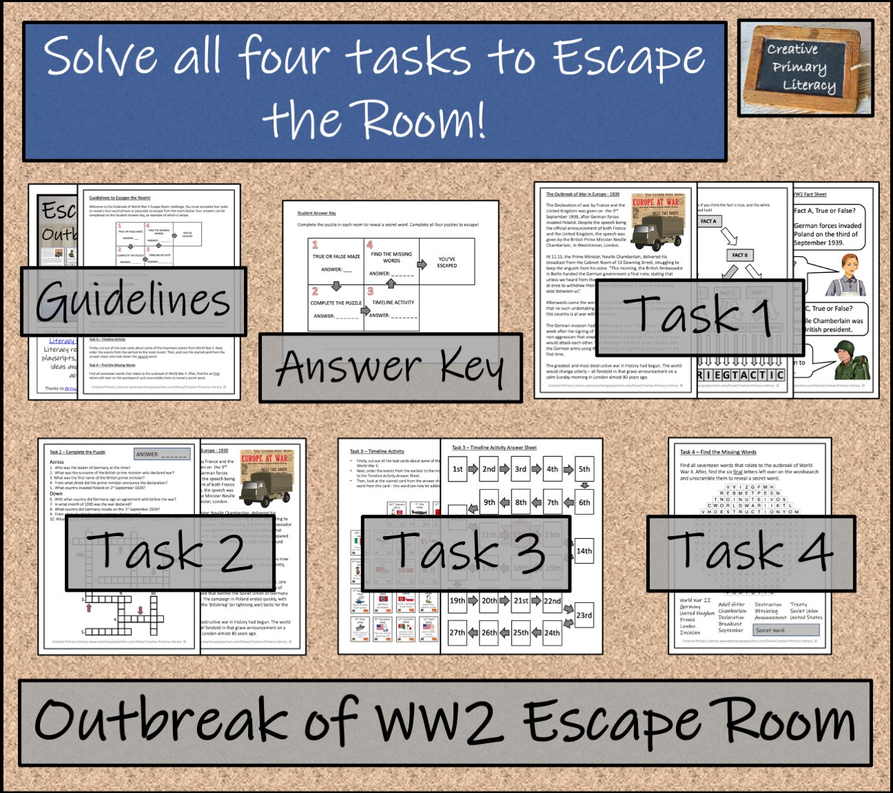 Outbreak of World War II Escape Room Activity