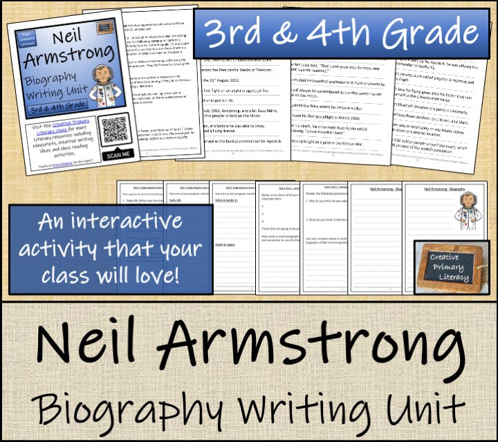 Neil Armstrong Biography Project & Writing Unit | 3rd Grade & 4th Grade