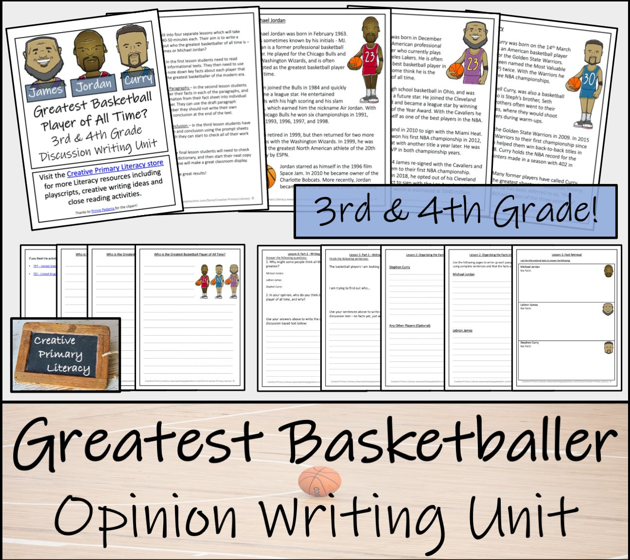 Greatest Basketball Player Opinion Writing Unit | 3rd Grade & 4th Grade