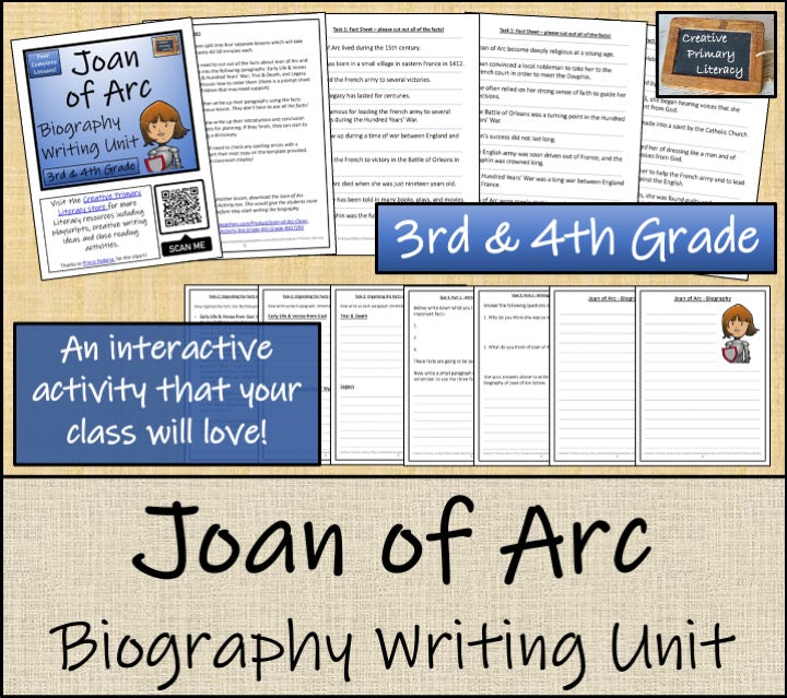 Joan of Arc Biography Writing Unit | 3rd Grade & 4th Grade