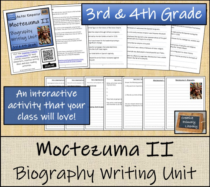 Moctezuma II Biography Writing Unit | 3rd Grade & 4th Grade