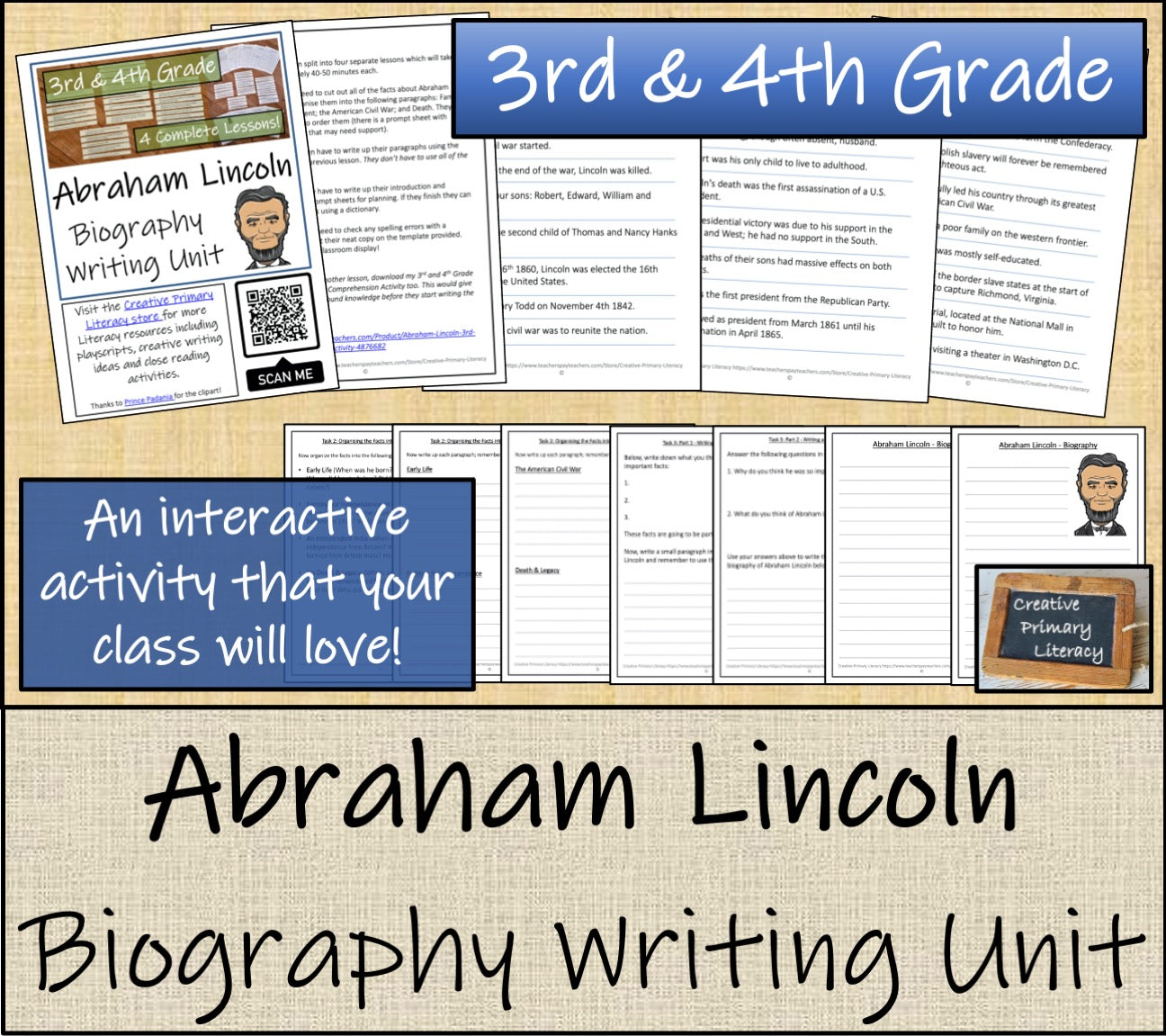 Abraham Lincoln Biography Writing Unit | 3rd Grade & 4th Grade