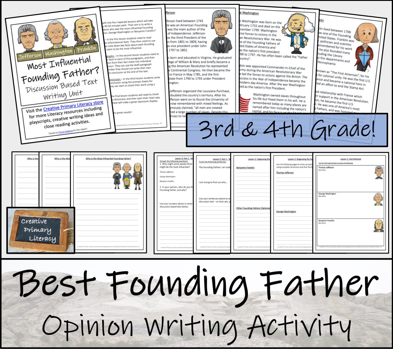 Most Influential Founding Father Opinion Writing Unit | 3rd Grade & 4th Grade