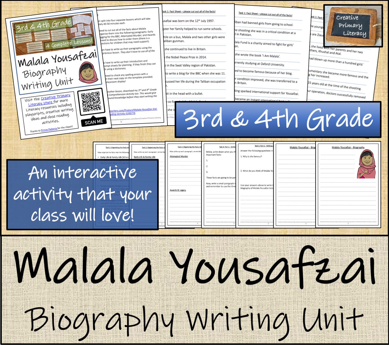 Malala Yousafzai Biography Writing Unit | 3rd Grade & 4th Grade