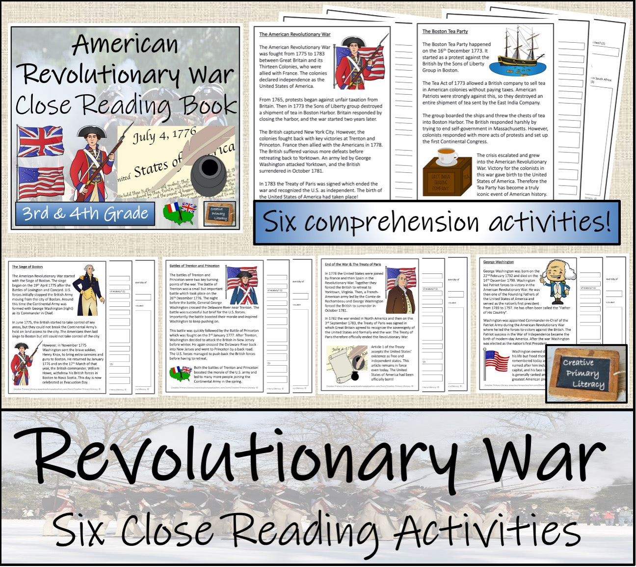 American Revolutionary War Close Reading Comprehension Book | 3rd & 4th Grade