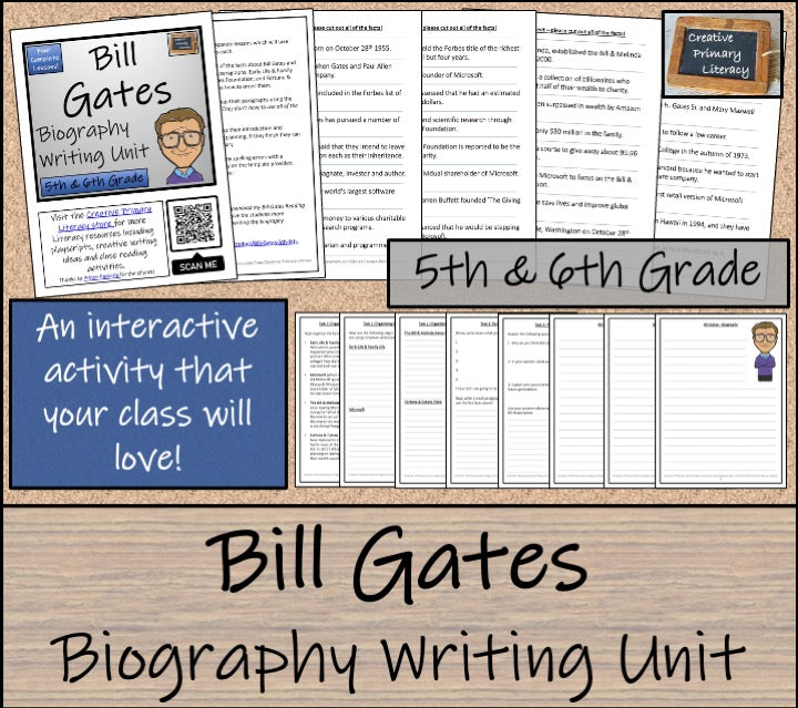 Bill Gates Biography Writing Unit | 5th Grade & 6th Grade