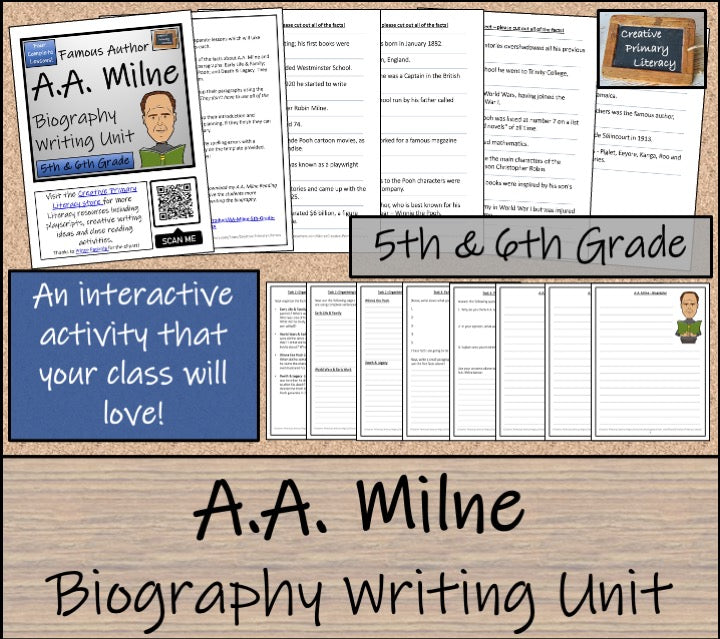 A.A. Milne Biography Writing Unit | 5th Grade & 6th Grade