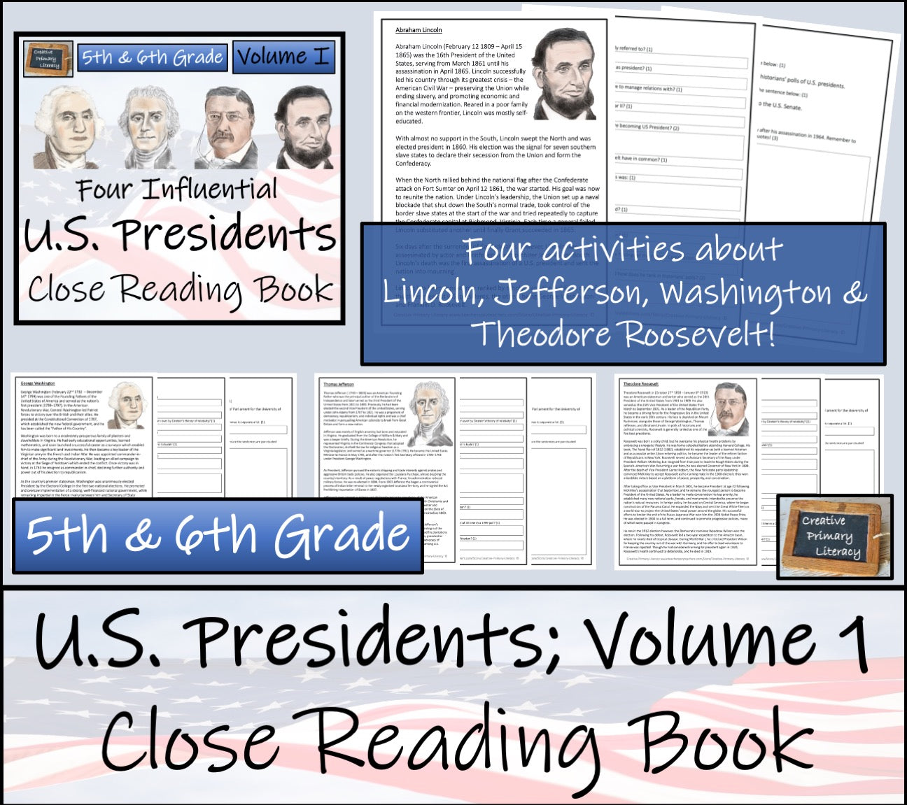 American Presidents Volume I Close Reading Comprehension Book | 5th & 6th Grade