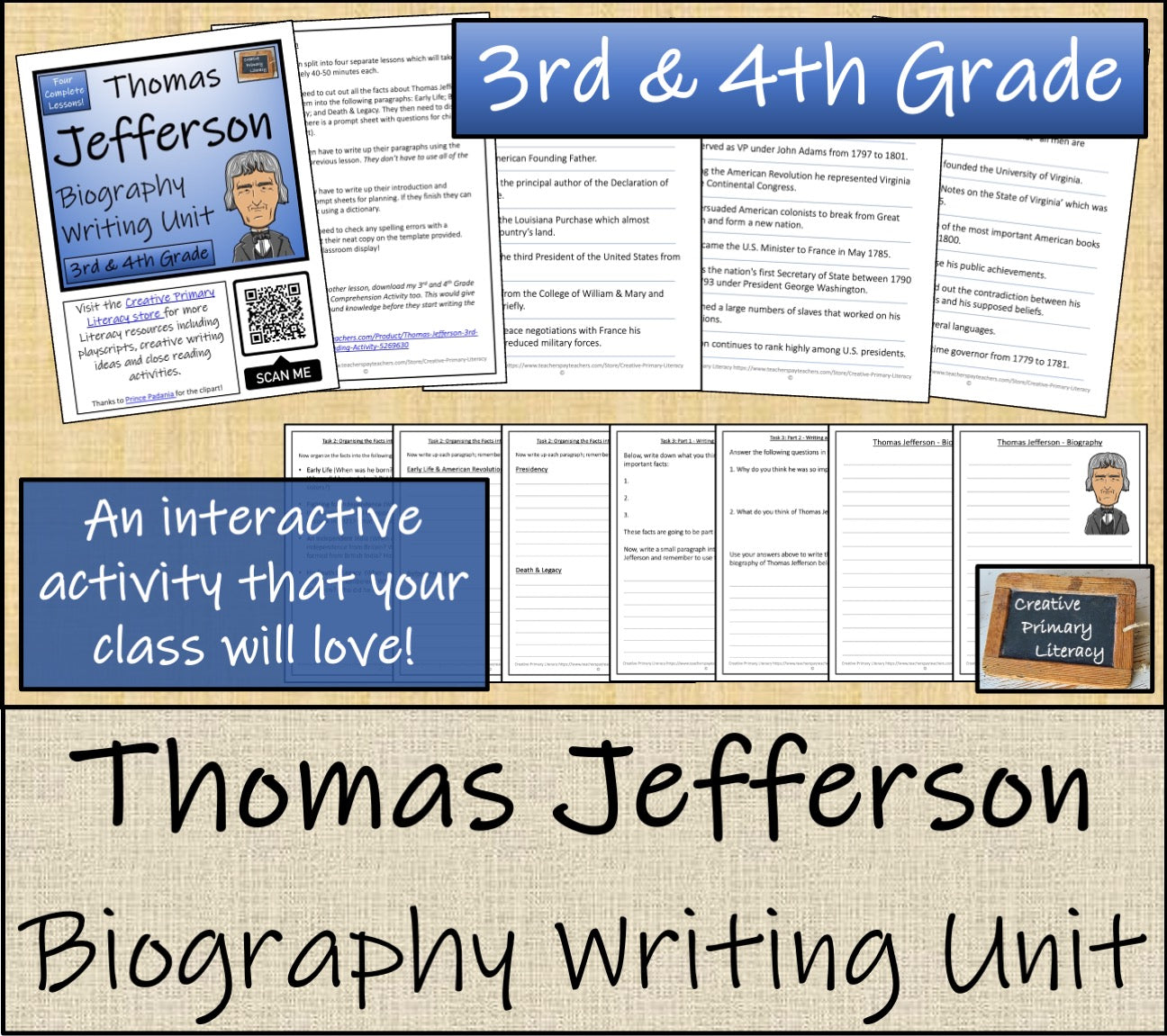 Thomas Jefferson Biography Writing Unit 3rd Grade & 4th Grade