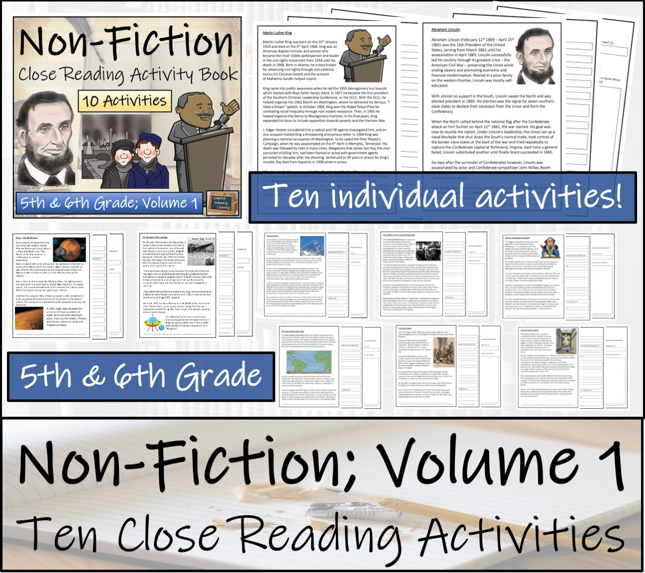 Non-Fiction Close Reading Comprehension Activity Book | 5th Grade & 6th Grade