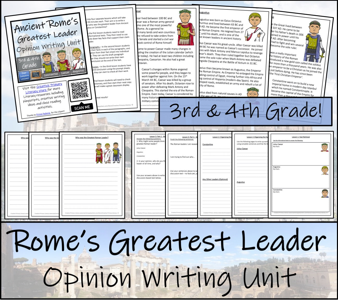 Ancient Rome's Greatest Leader Opinion Writing Unit | 3rd Grade & 4th Grade