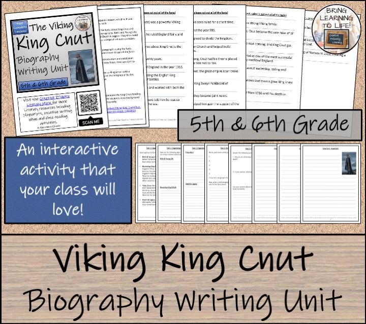 Viking King Cnut Biography Writing Unit | 5th Grade & 6th Grade