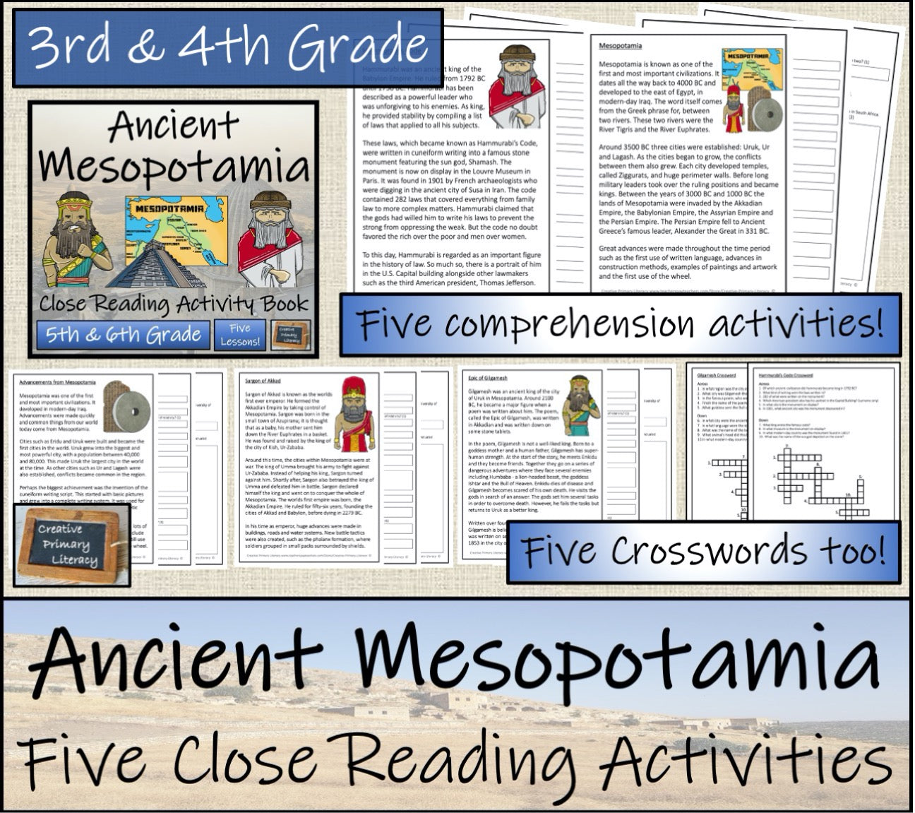 Ancient History Close Reading Comprehension Book Bundle | 3rd Grade & 4th Grade