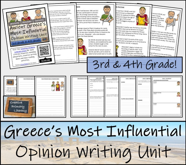 Most Influential Ancient Greece Opinion Writing Unit | 3rd Grade & 4th Grade