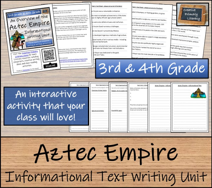 Aztec Empire Informational Writing Unit | 3rd Grade & 4th Grade