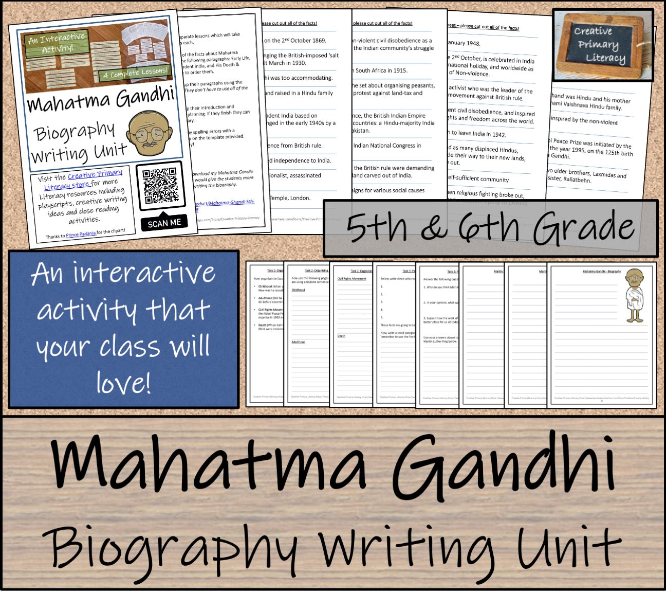 Mahatma Gandhi Biography Project & Writing Unit | 5th Grade & 6th Grade