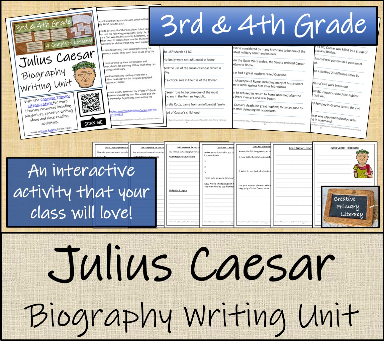 Julius Caesar Biography Writing Unit | 3rd Grade & 4th Grade