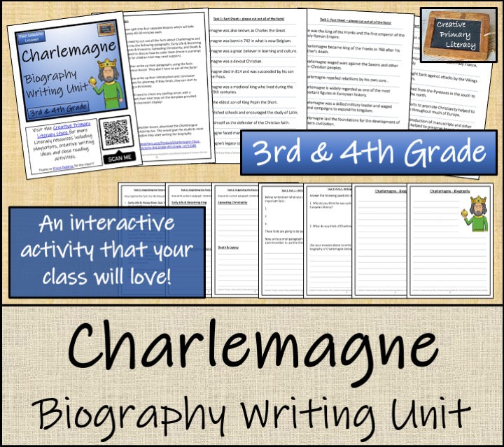 Charlemagne Biography Writing Unit | 3rd Grade & 4th Grade