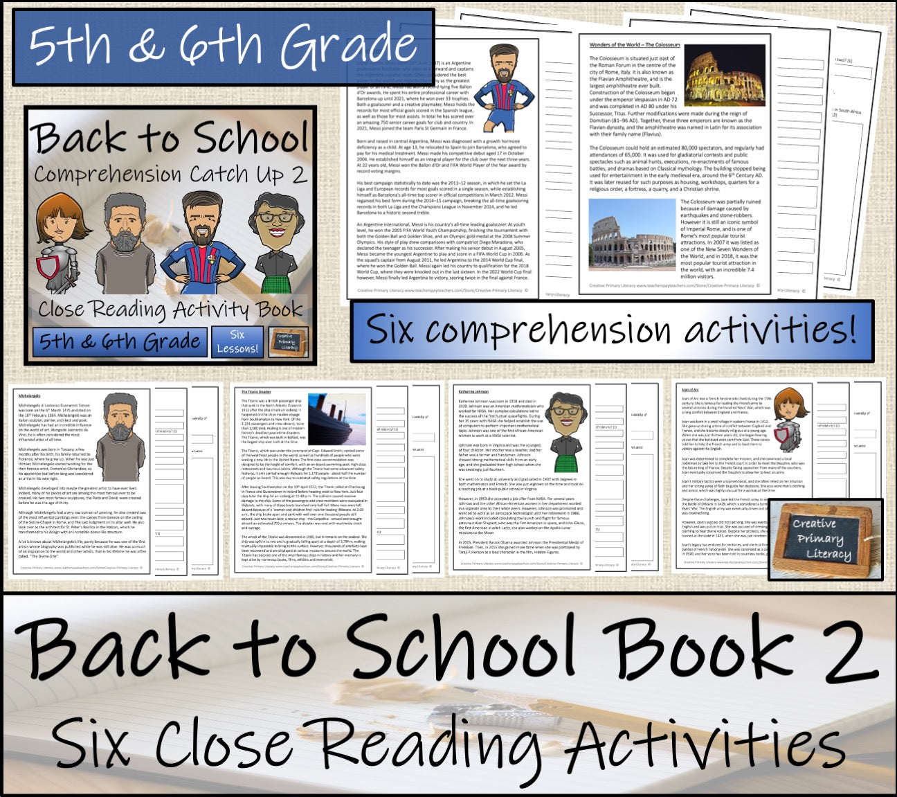 Back to School 2 Comprehension Catch Up Close Reading Book | 5th & 6th Grade