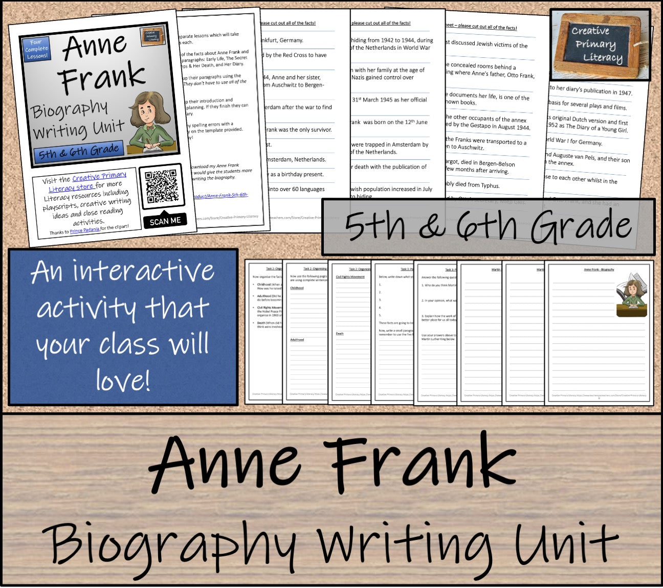 Anne Frank Biography Writing Unit | 5th Grade & 6th Grade