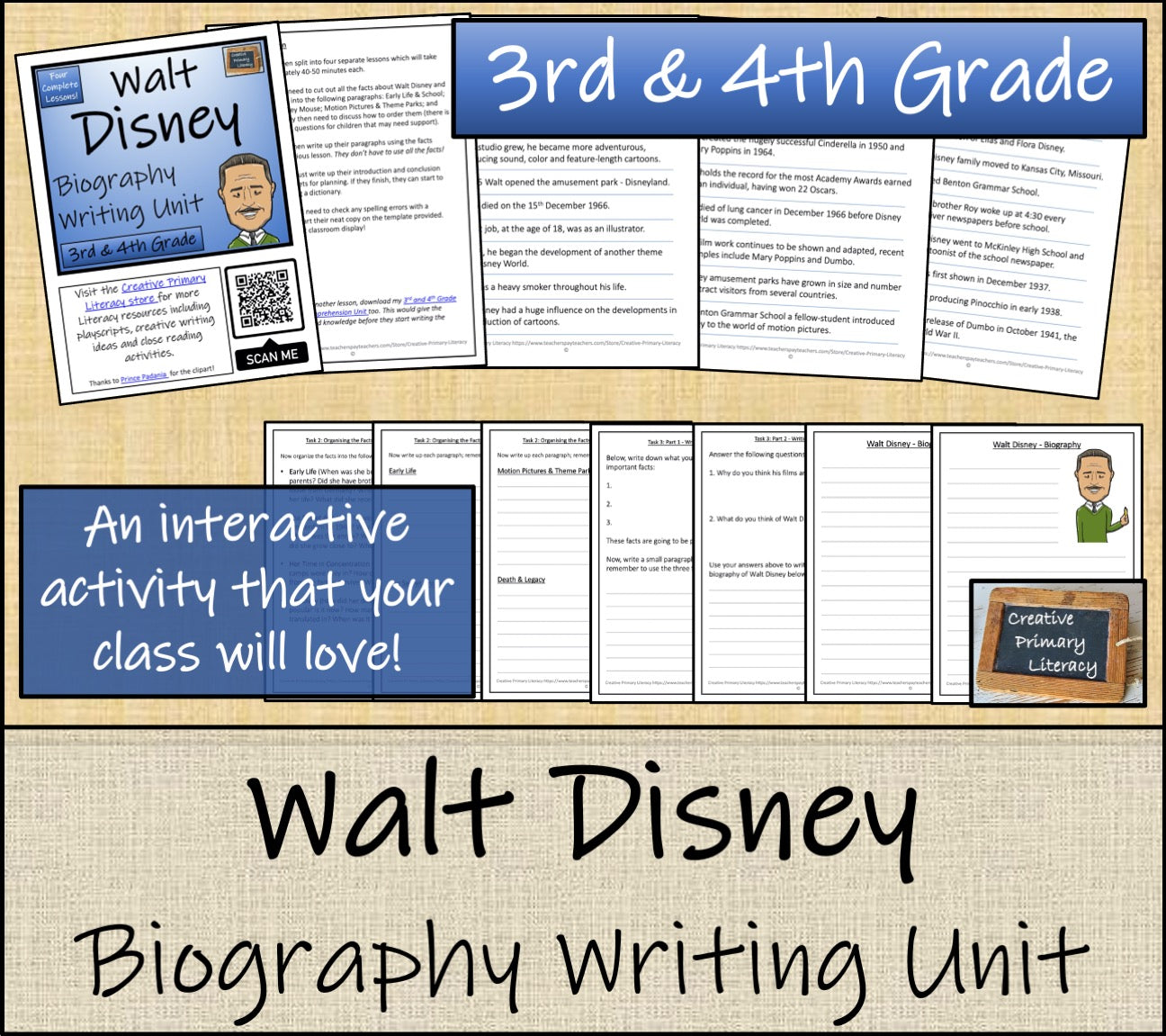 Walt Disney Biography Writing Unit | 3rd Grade & 4th Grade